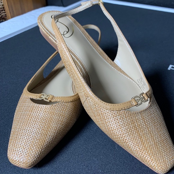 Sam Edelman tan woven flats sz 7.5 new condition fall dressy casual - Picture 1 of 9
